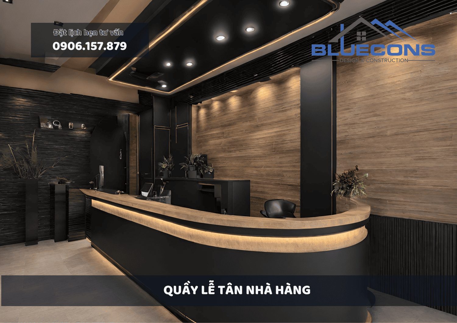 Quầy lễ tân nhà hàng đẹp cao cấp, thiết kế quầy lễ tân chuyên nghiệp 2024