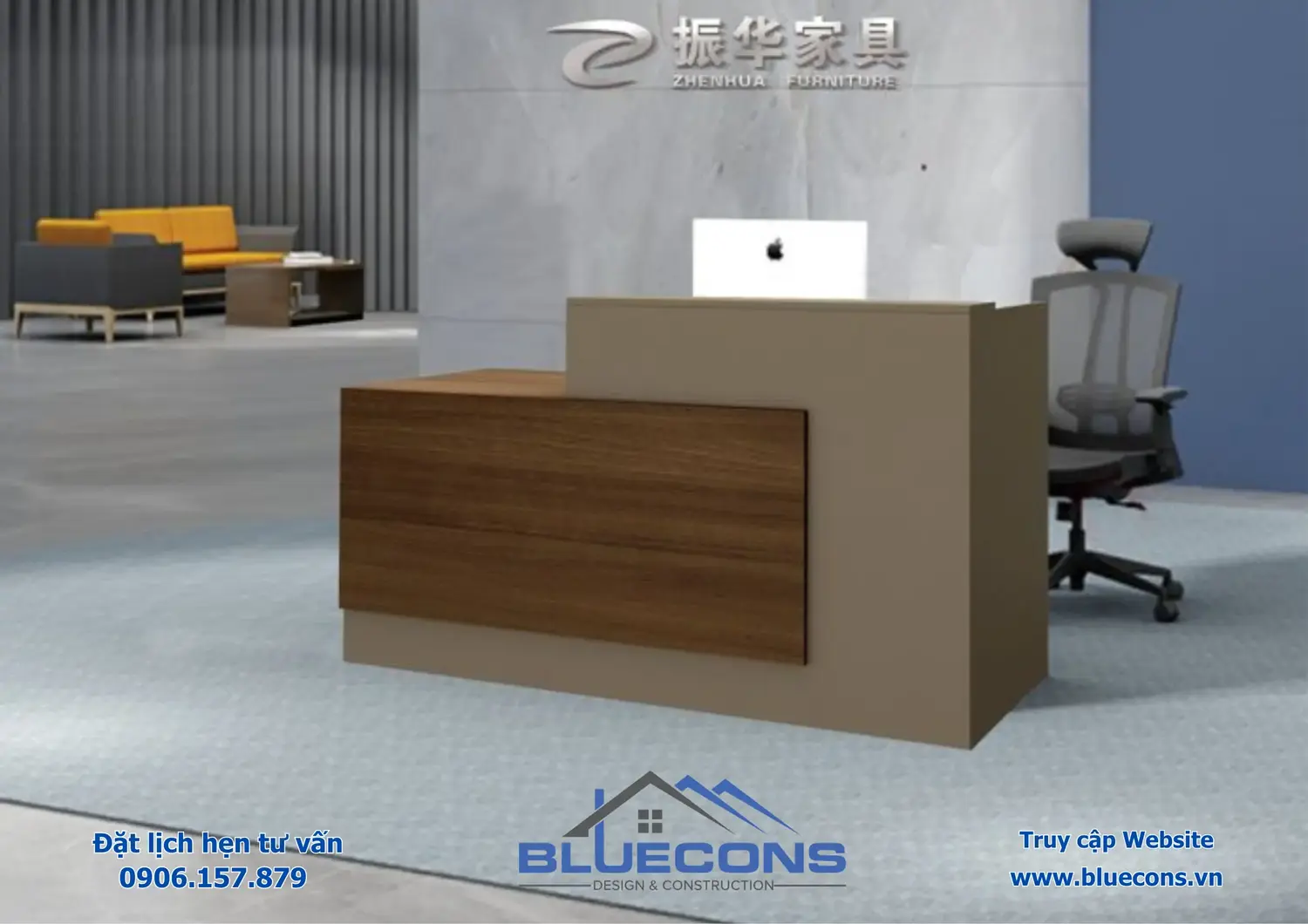 Quầy lễ tân phòng khám, đơn vị thiết kế thi công quầy lễ tân trọn gói Bluecons 4 Quầy lễ tân phòng khám, đơn vị thiết kế thi công quầy lễ tân trọn gói Bluecons