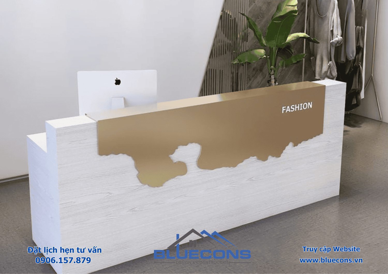 Quầy lễ tân phòng khám, đơn vị thiết kế thi công quầy lễ tân trọn gói Bluecons