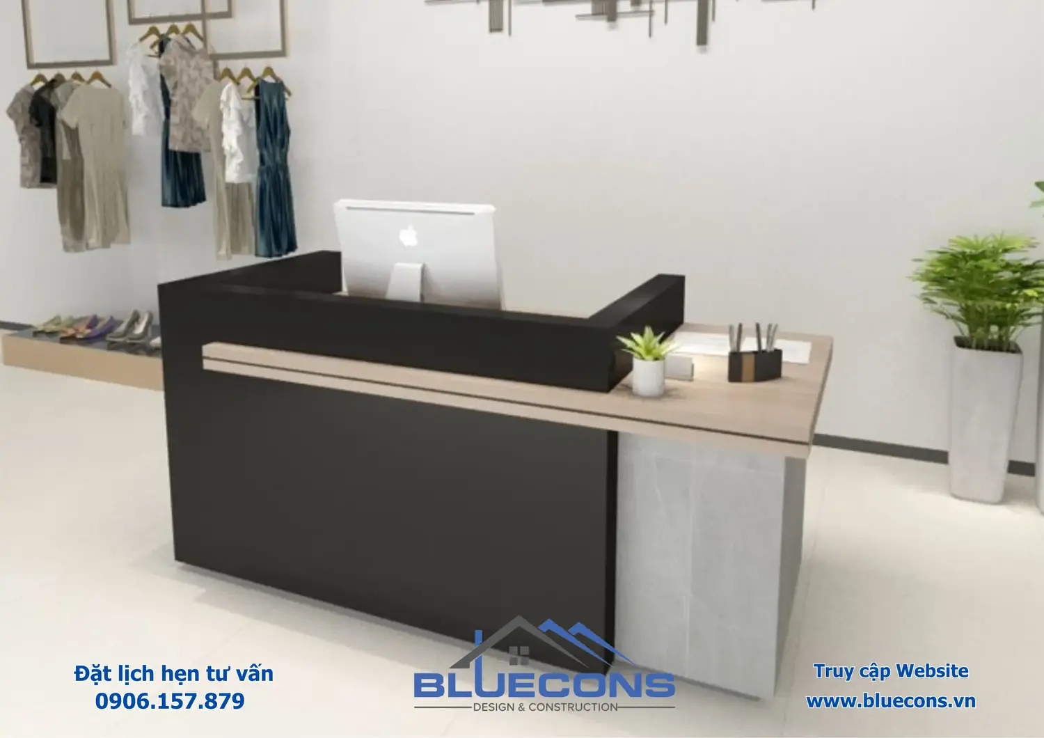 Quầy lễ tân phòng khám, đơn vị thiết kế thi công quầy lễ tân trọn gói Bluecons 8 Quầy lễ tân phòng khám, đơn vị thiết kế thi công quầy lễ tân trọn gói Bluecons