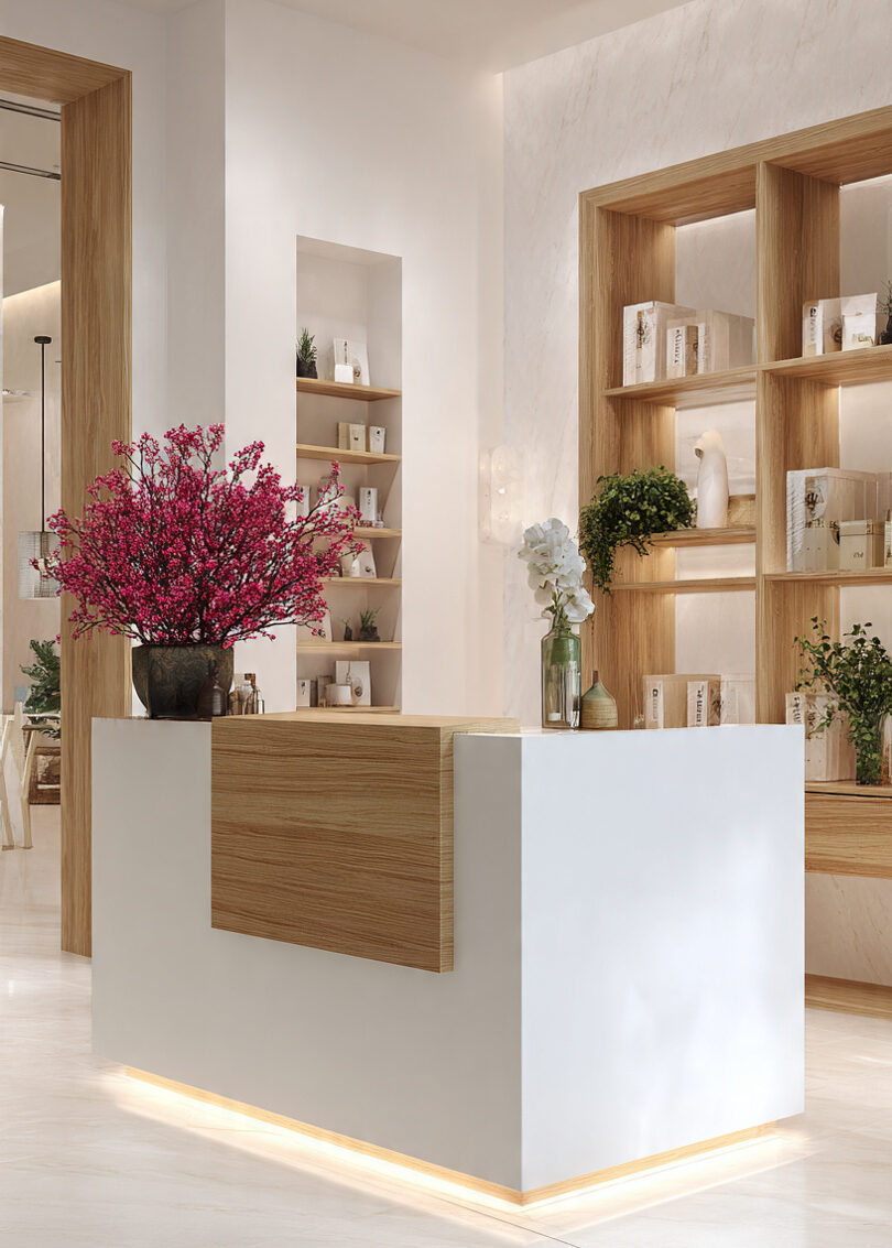 Quầy lễ tân plywood (1) Quầy lễ tân plywood (1)