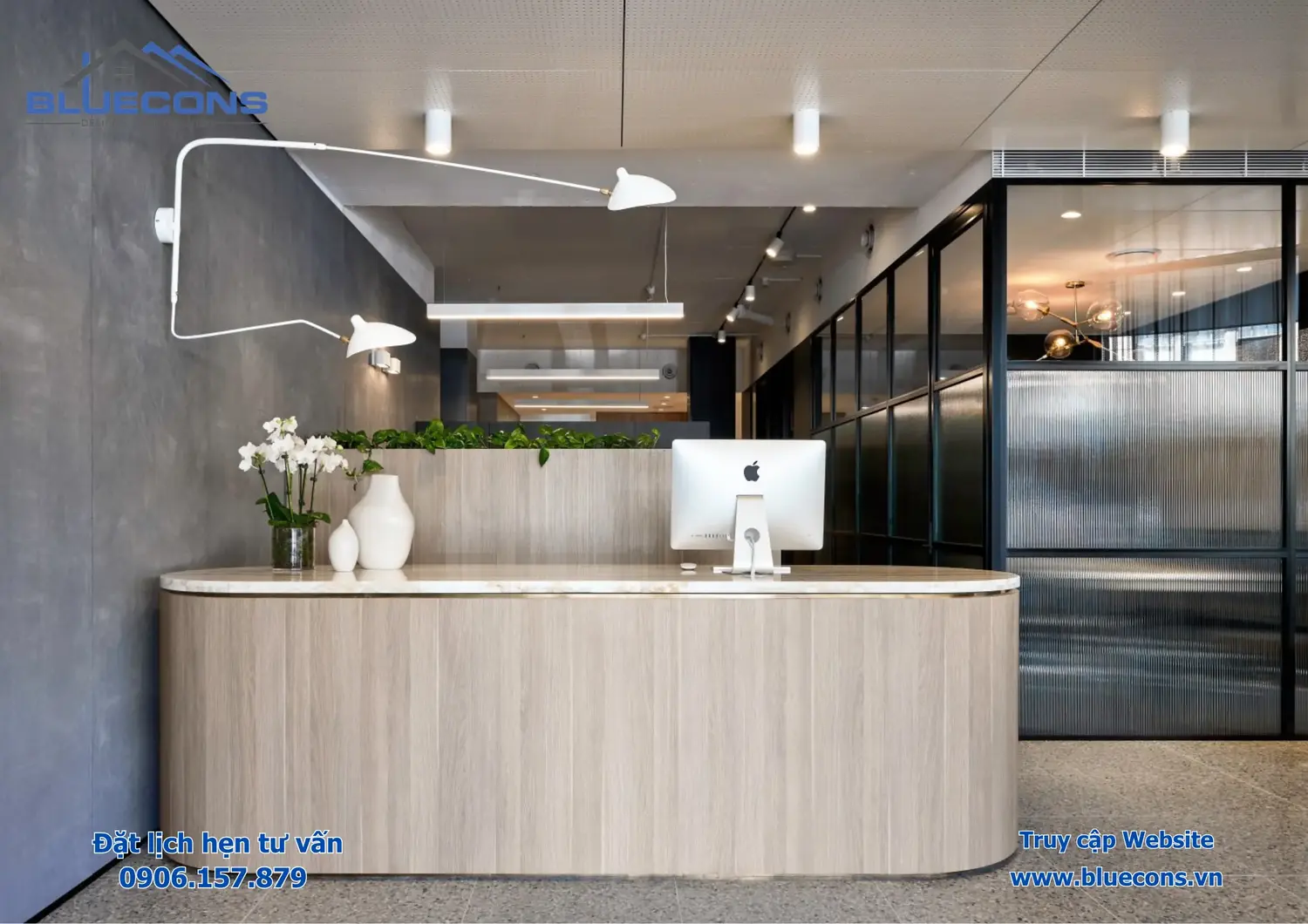 Quầy tiếp tân đẹp, chuyên thiết kế bàn tiếp tân đẹp nhất 2024 9 Quầy tiếp tân đẹp, chuyên thiết kế bàn tiếp tân đẹp nhất 2024