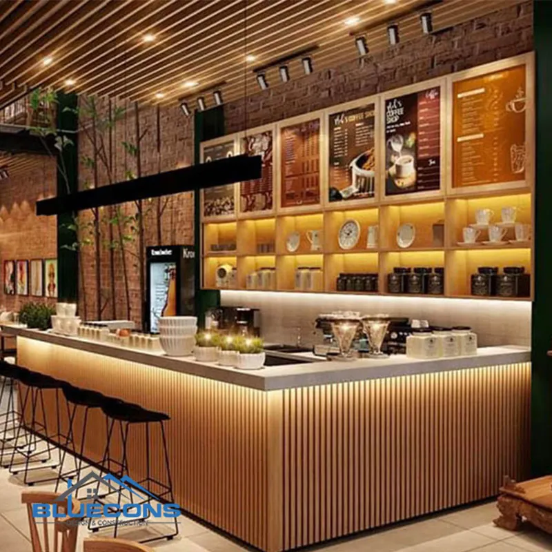 Quầy Bar Cafe Gỗ Góc L Bắt Mắt QB016 6 Quầy bar QB016