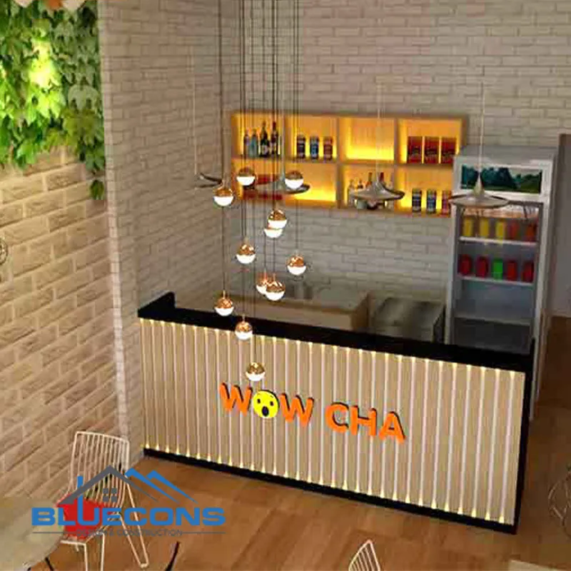 Mẫu quầy bán trà sữa Quầy tra sữa QTS008