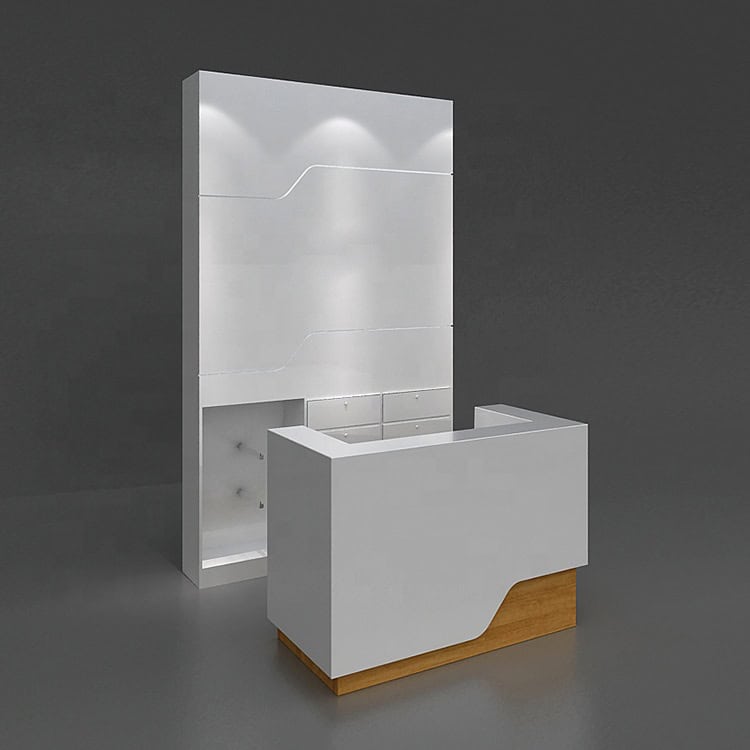 Thi công quầy lễ tân bằng gỗ MDF 5 Thi công quầy lễ tân bằng gỗ MDF 5