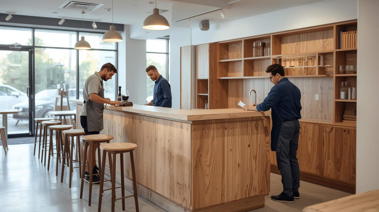 Thi công quầy pha chế plywood (4) Thi công quầy pha chế plywood (4)