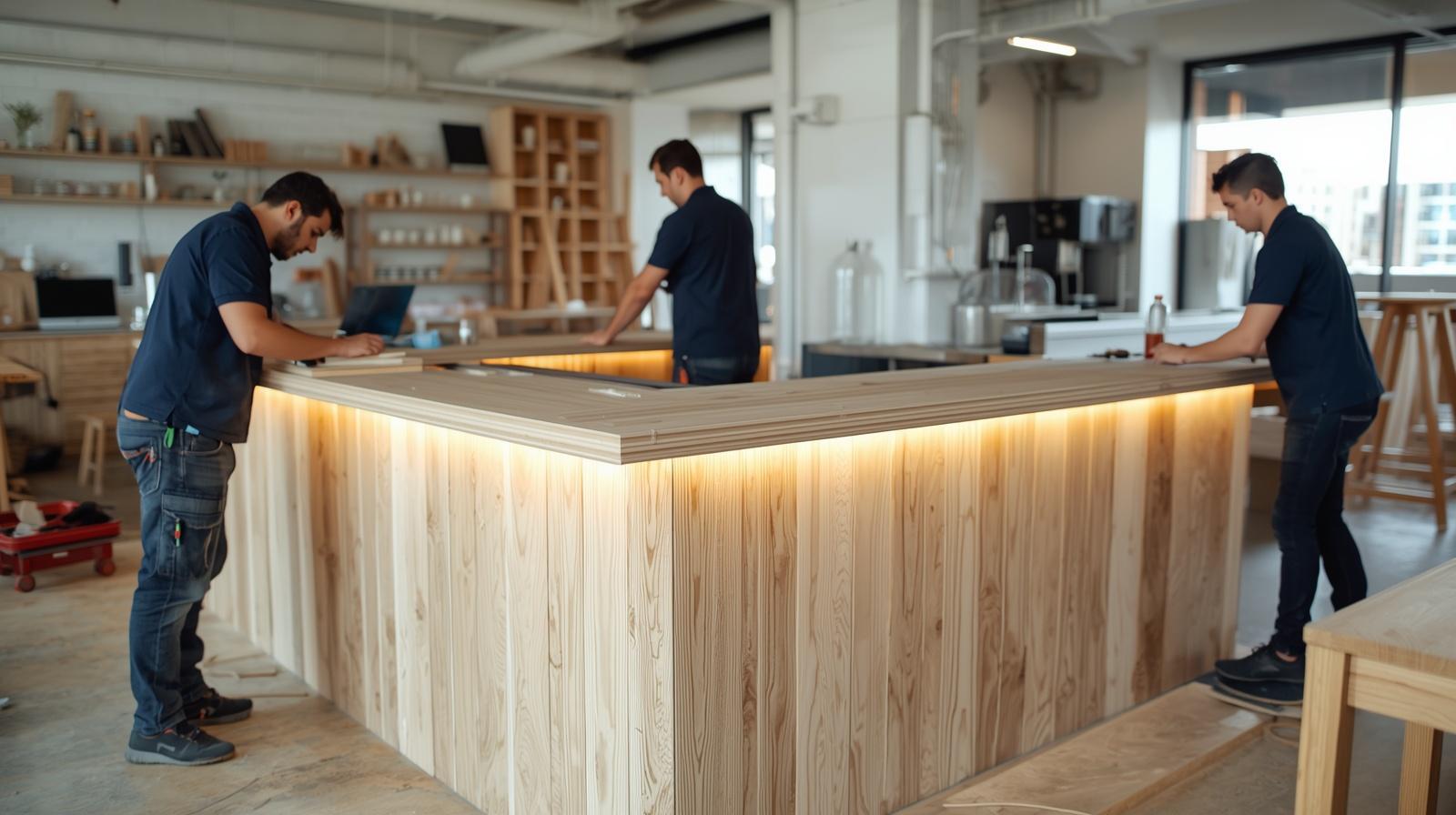 Thi công quầy pha chế plywood (5) Thi công quầy pha chế plywood (5)