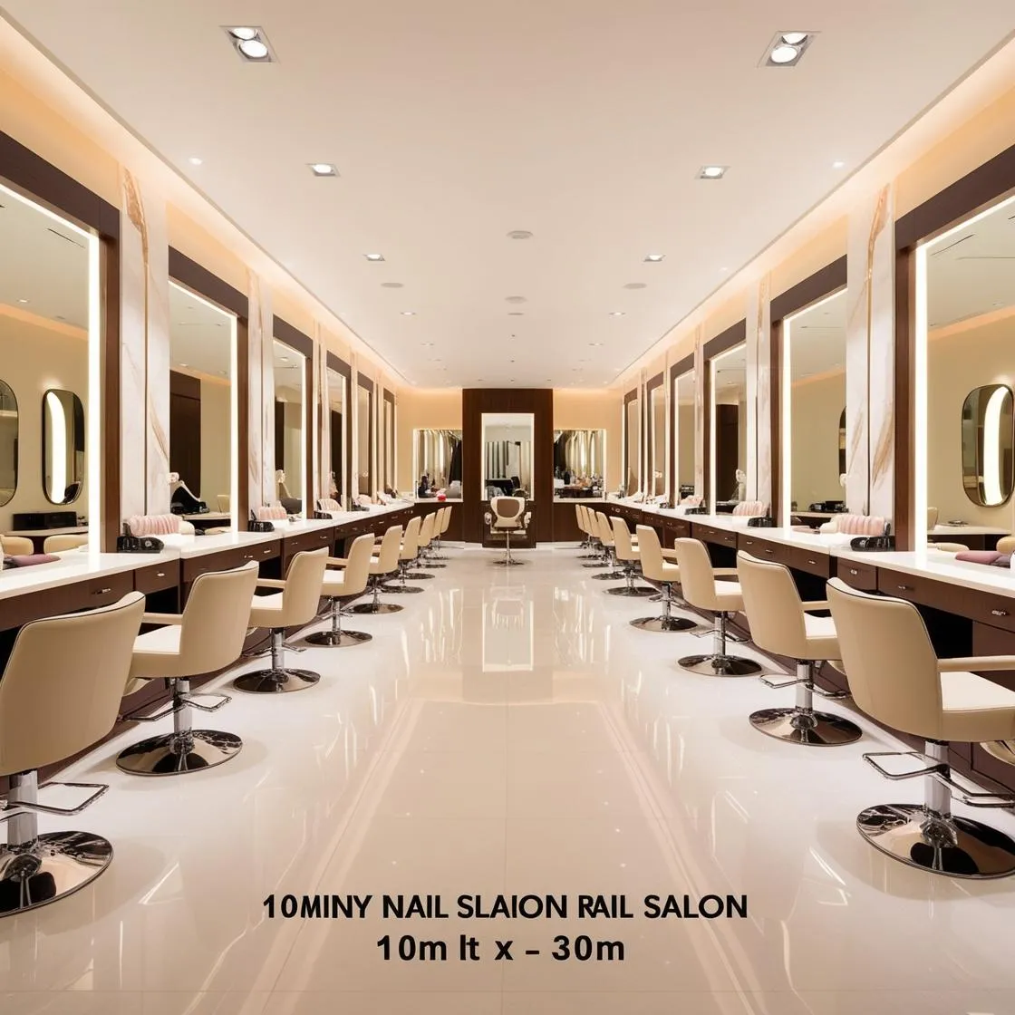 Thiết Kế Nội Thất Tiệm Nail - Nail Salon Interior Design 5 Thiết Kế Nội Thất Tiệm Nail ngang 10 mét dài 30 mét (1)