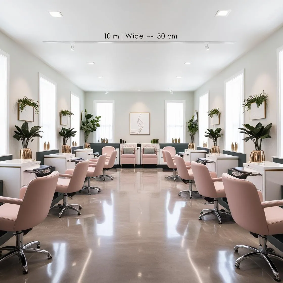 Thiết Kế Nội Thất Tiệm Nail - Nail Salon Interior Design 11 Thiết Kế Nội Thất Tiệm Nail ngang 10 mét dài 30 mét (3)