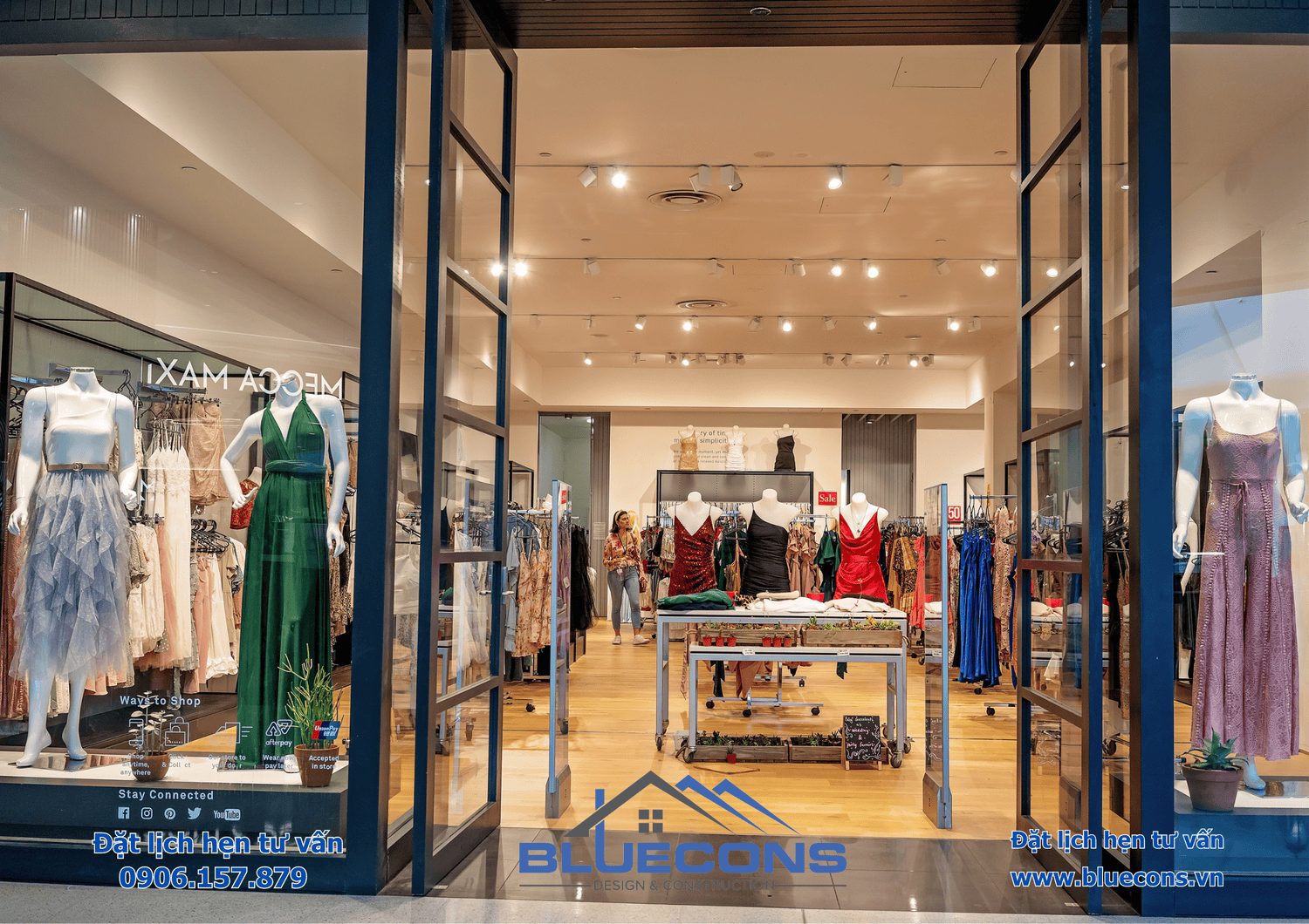 Thiết kế mặt tiền shop quần áo ấn tượng thu hút ánh nhìn khách hàng 2024