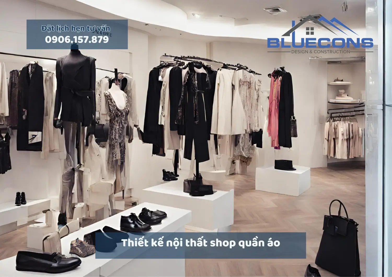 Thiết kế nội thất shop quần áo, báo giá thiết kế thi công trọn gói tại Bluecons 5 Thiết kế nội thất shop quần áo, báo giá thiết kế thi công trọn gói tại Bluecons