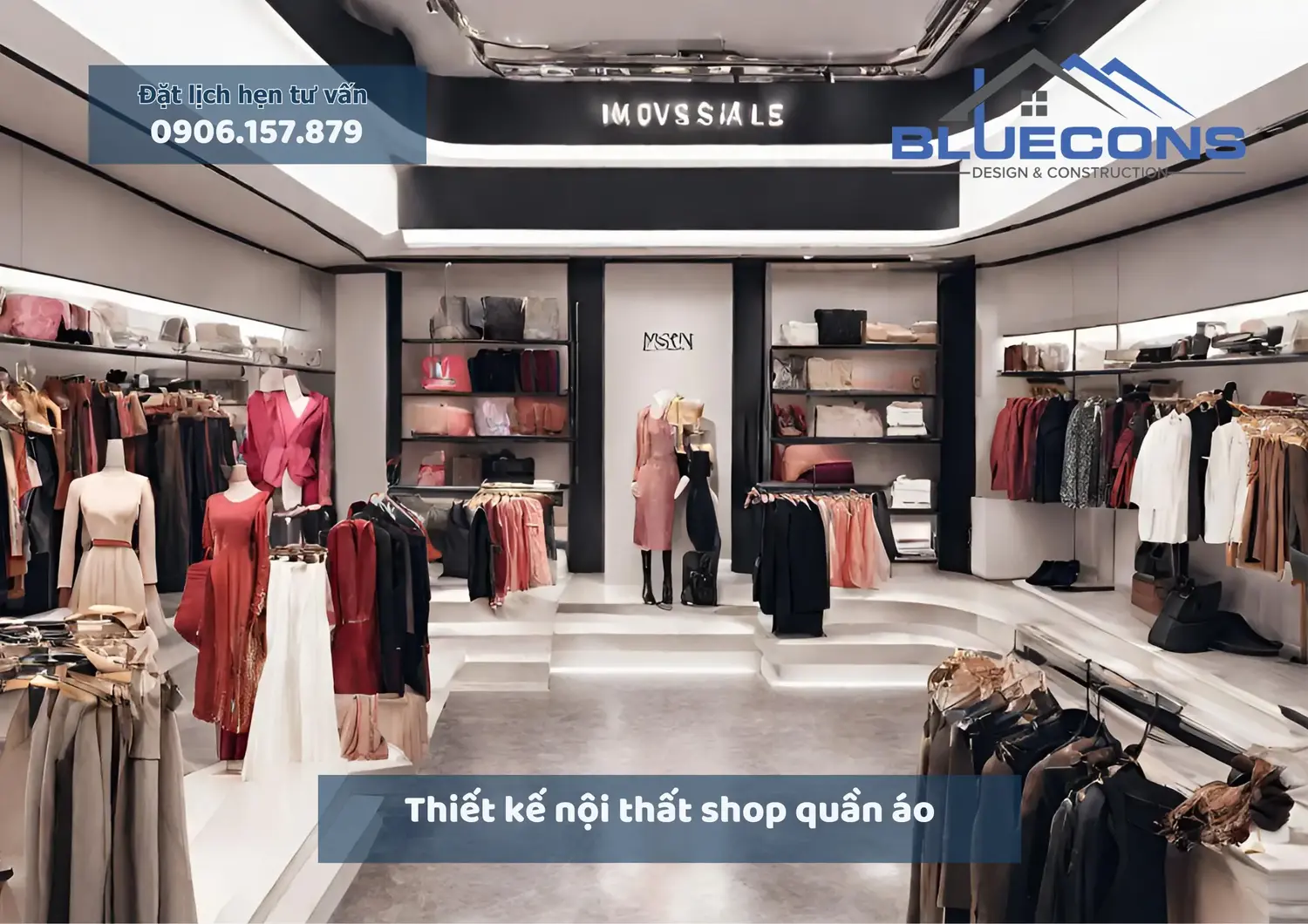 Thiết kế nội thất shop quần áo, báo giá thiết kế thi công trọn gói tại Bluecons 8 Thiết kế nội thất shop quần áo, báo giá thiết kế thi công trọn gói tại Bluecons