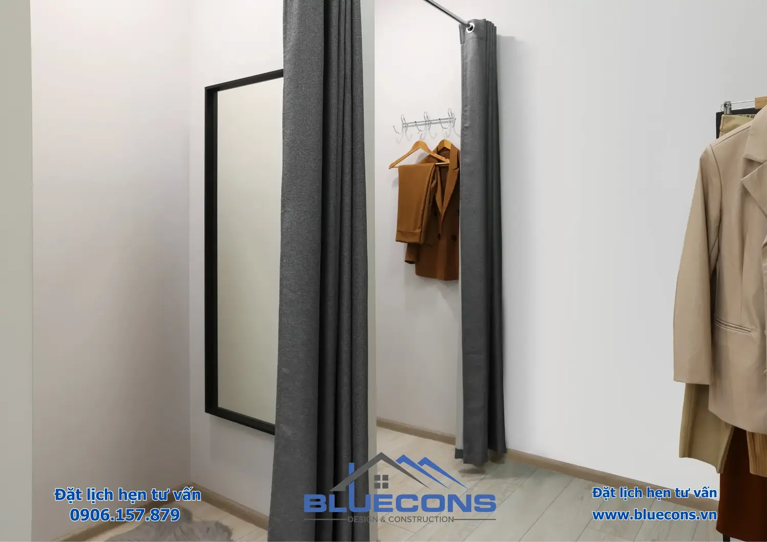 Thiết kế phòng thay đồ shop đẹp mắt tối ưu không gian shop thời trang thịnh hành 2024 8 Thiết kế phòng thay đồ shop đẹp mắt tối ưu không gian shop thời trang thịnh hành 2024