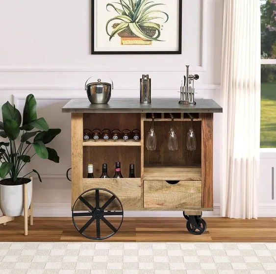 Thiết kế quầy bar mini tại nhà có cây xanh tự nhiên