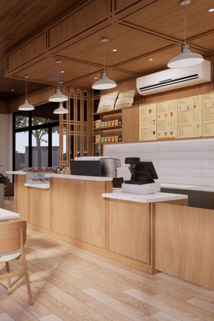 Thiết kế quầy cà phê với phong cách mở