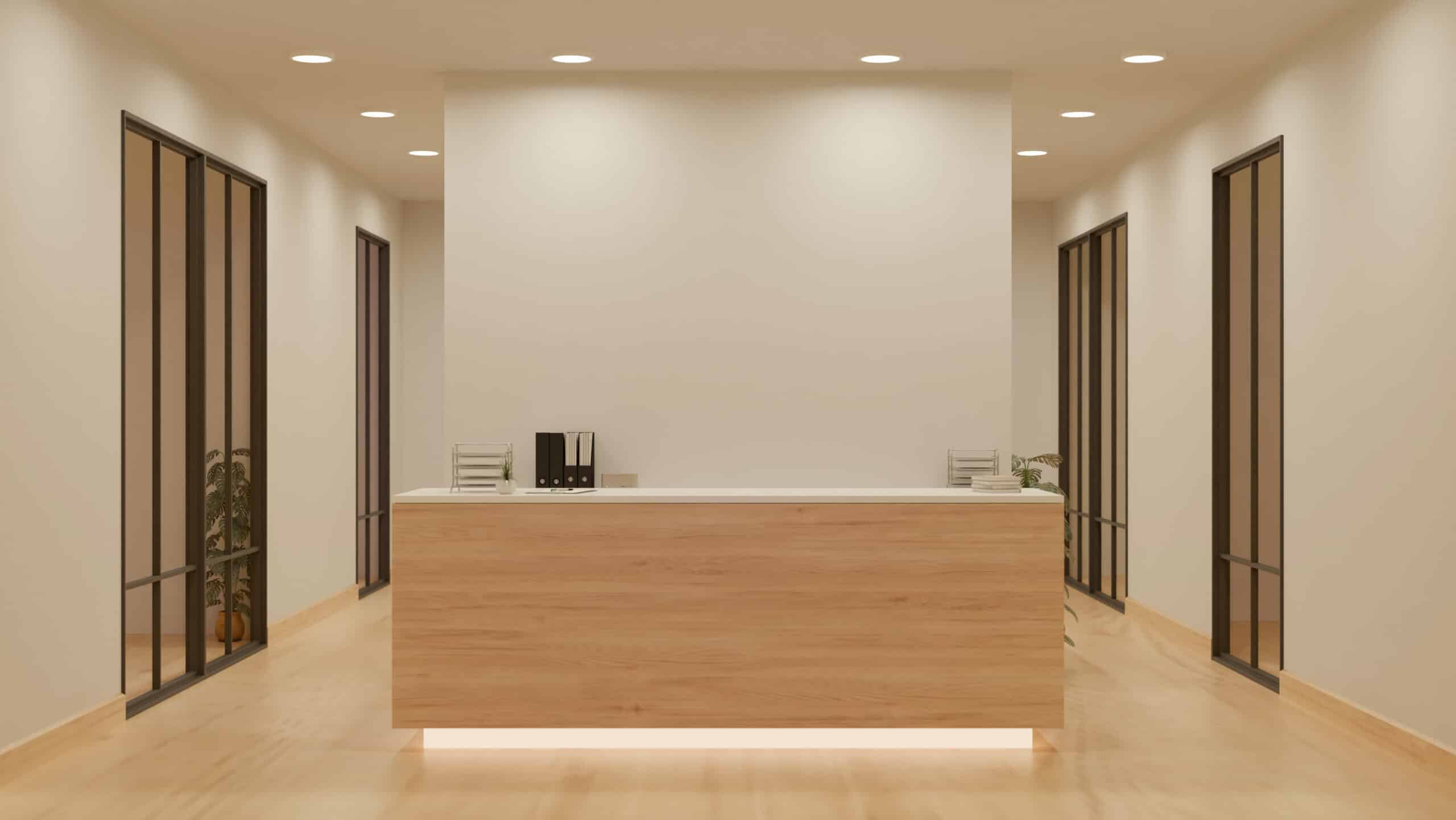 Thiết kế quầy tiếp tân gỗ plywood 5 Thiết kế quầy tiếp tân gỗ plywood 5