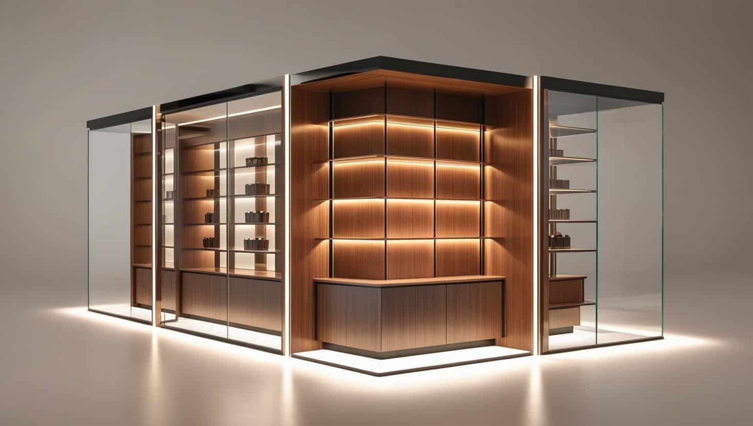 Thiết kế tủ trưng bày sản phẩm độc đáo 10m2 (4) Thiết kế tủ trưng bày sản phẩm độc đáo 10m2 (4)