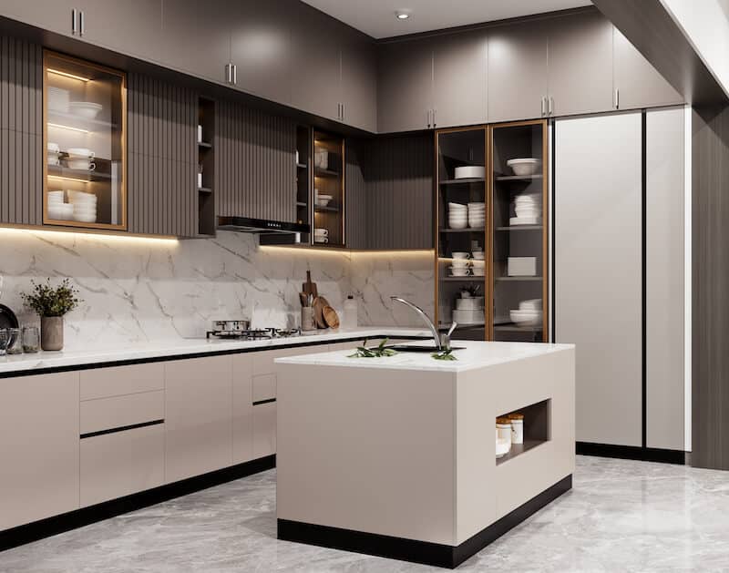 Tủ bếp HDF hiện đại 2 Tủ bếp HDF hiện đại 2