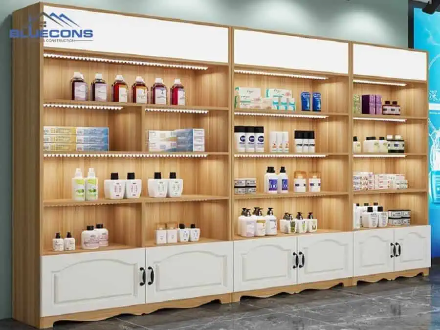 99+ Mẫu Kệ Trưng Bày Mỹ Phẩm Hot Nhất 2024 Tại Bluecons 2 Tủ kệ trưng bày mỹ phẩm