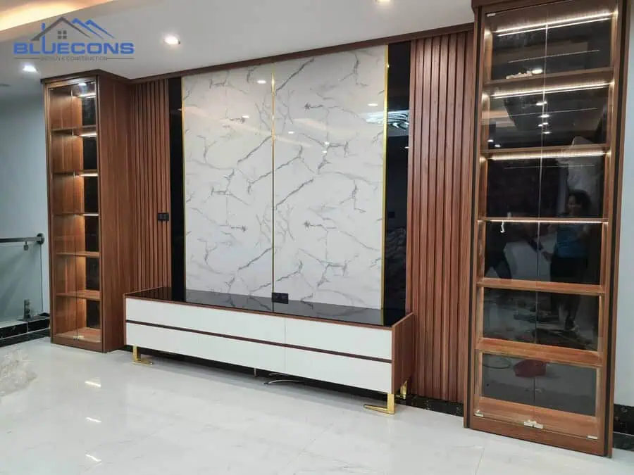 101+ Mẫu Tủ Trang Trí Phòng Khách Ấn Tượng, Không Thể Bỏ Qua 5 Tủ trang trí gỗ công nghiệp