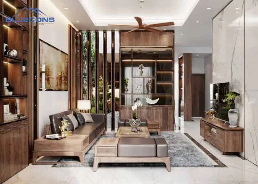 101+ Mẫu Tủ Trang Trí Phòng Khách Ấn Tượng, Không Thể Bỏ Qua 7 Tủ trang trí phòng khách kết hợp nhiều chất liệu