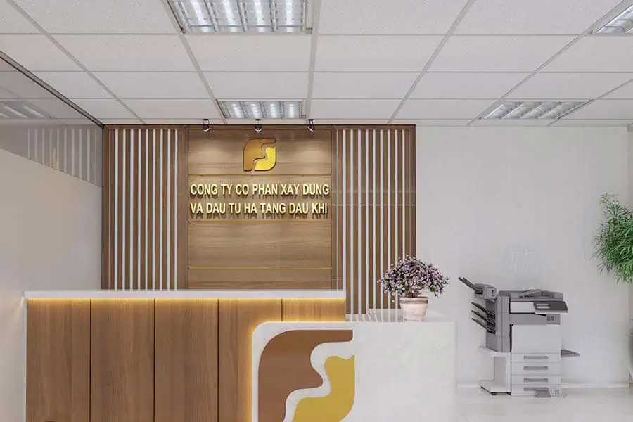 Backdrop quầy lễ tân hiện đại