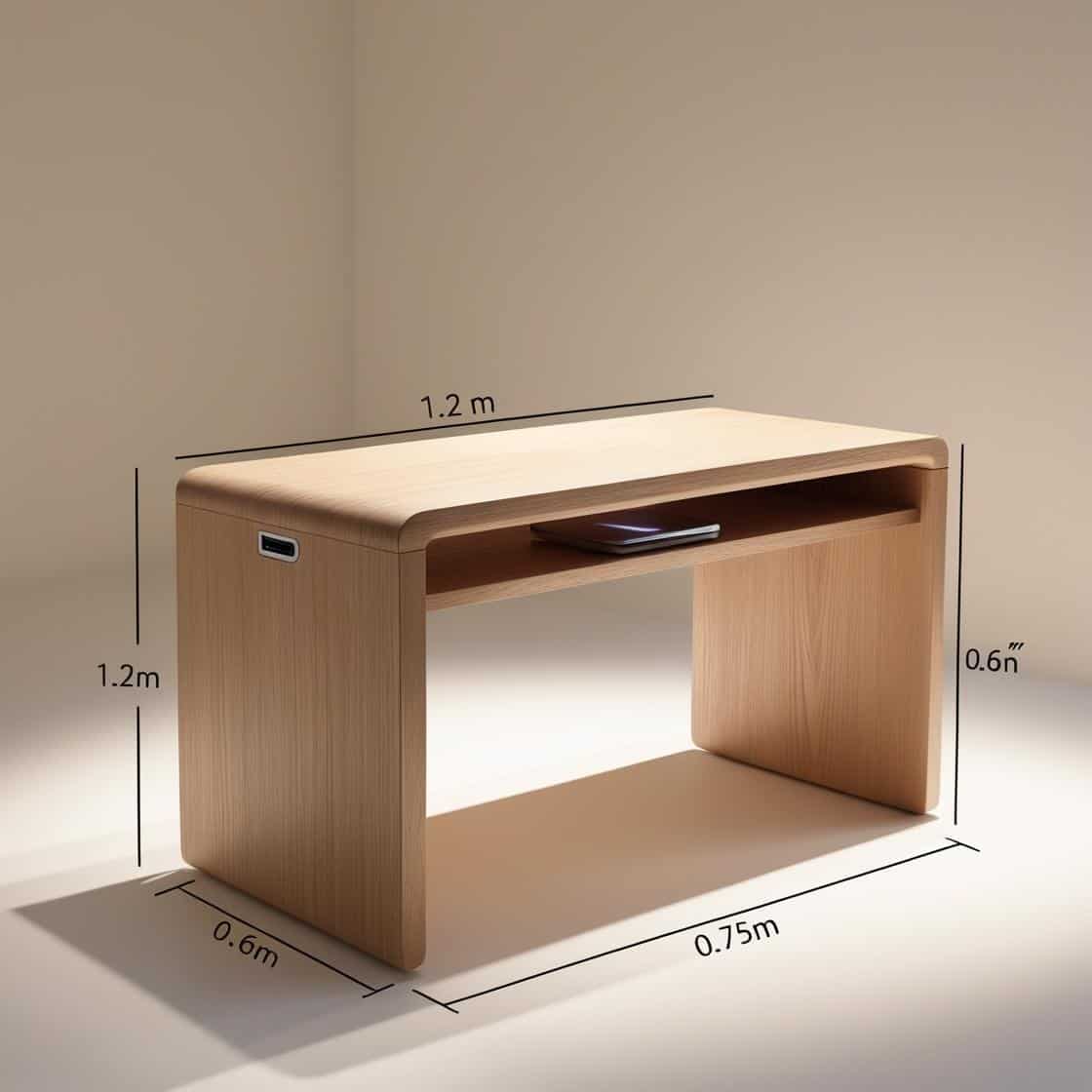 bàn nail có sạc USB dài 1.2m cao 0.75m ngang 0.6m_