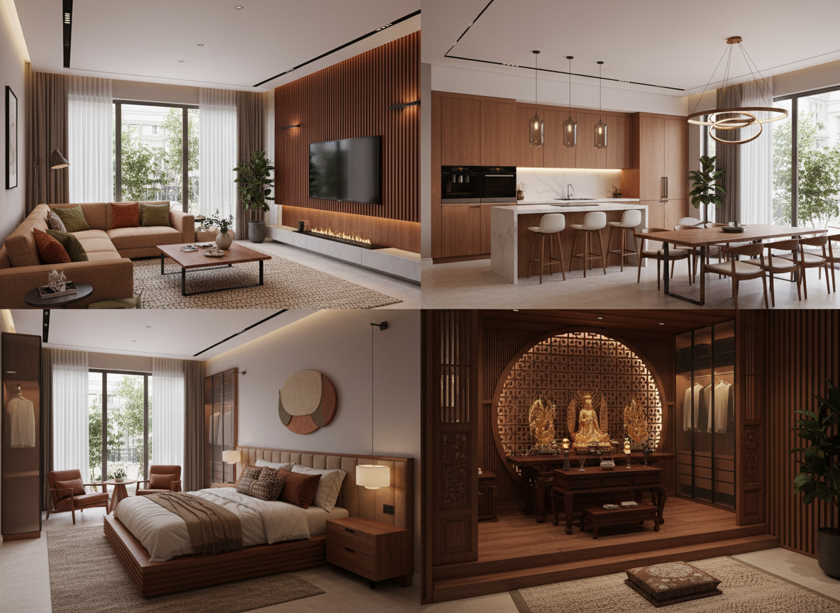 Ban Ve 3d Noi That Nha Pho Toan Dien Phong Khach Bep Phong Ngu Phong Tho