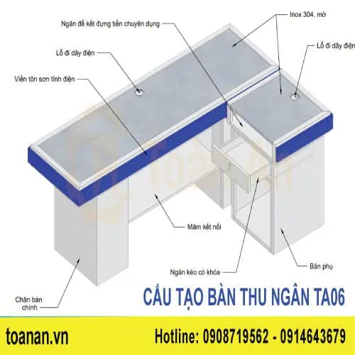 Bản vẽ cấu tạo bàn thu ngân