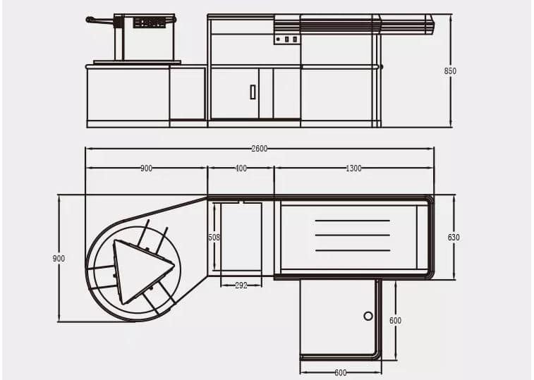 Mẫu quầy thu ngân chữ L