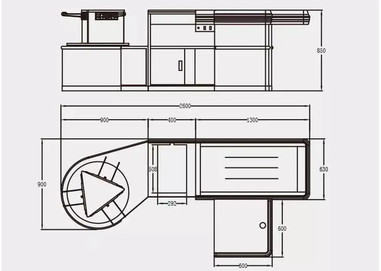 Mẫu quầy thu ngân chữ L