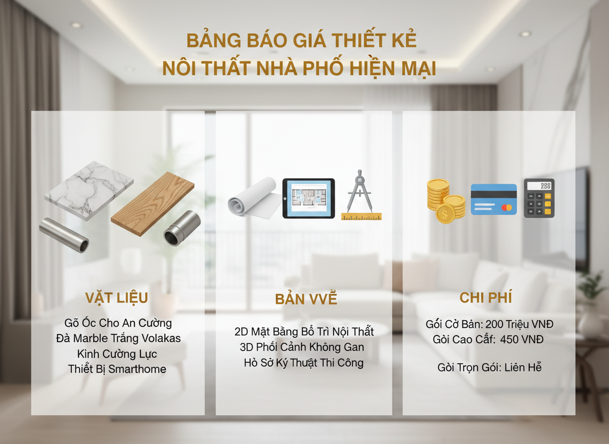 Bang Bao Gia Thiet Ke Noi That Nha Pho Hien Dai Tone Sang Sang Trong Bo Cuc Ro Rang