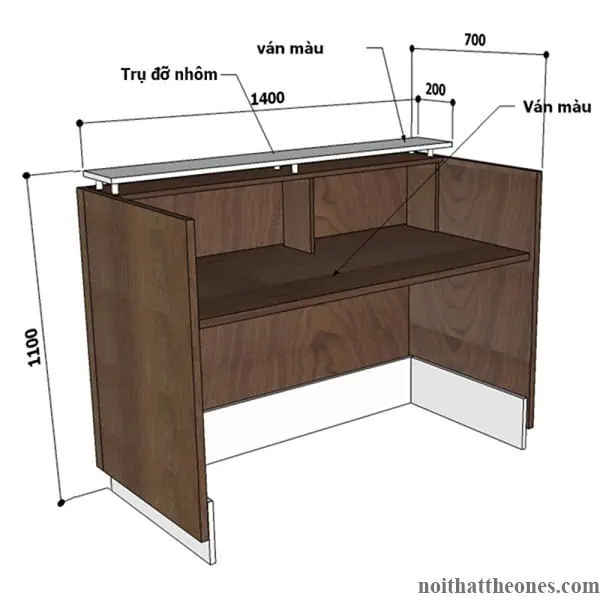 Kích thước quầy lễ tân khách sạn