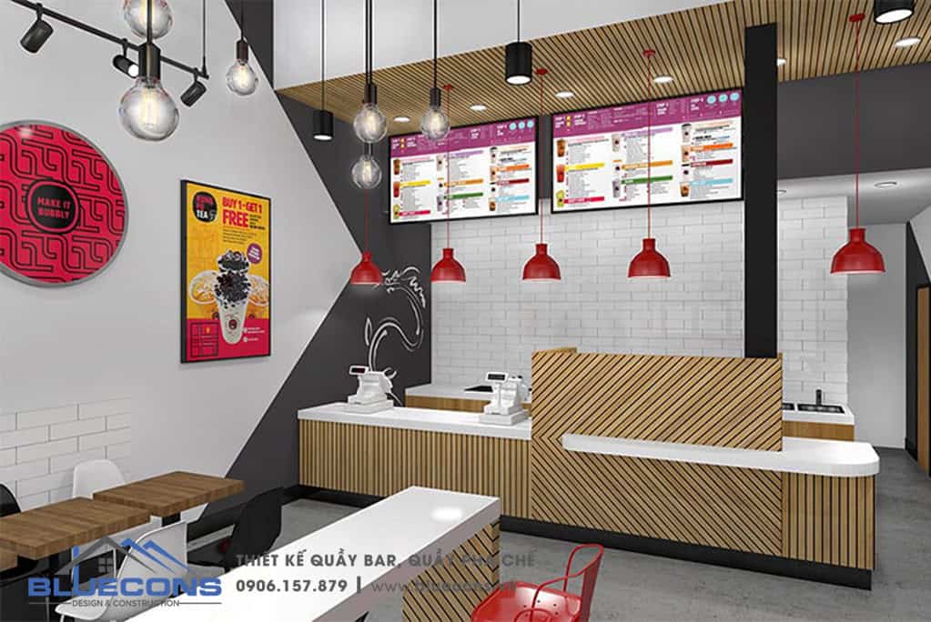 Chọn kích thước quầy pha chế cho quán cafe, quán trà sữa tối ưu nhất