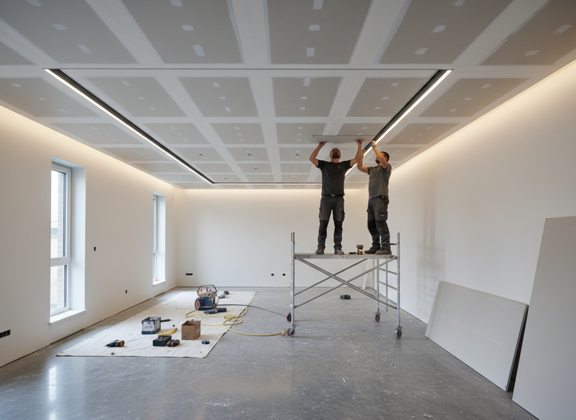 Cong Doan Thi Cong Noi That Nha Pho Tron Goi Tho Lap Dat Tran Thach Cao He Den Led