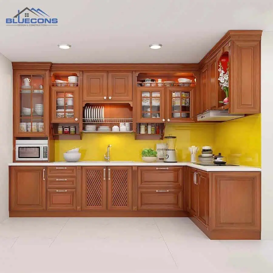 Mẫu tủ bếp Đóng tủ bếp hình chữ L theo yêu cầu