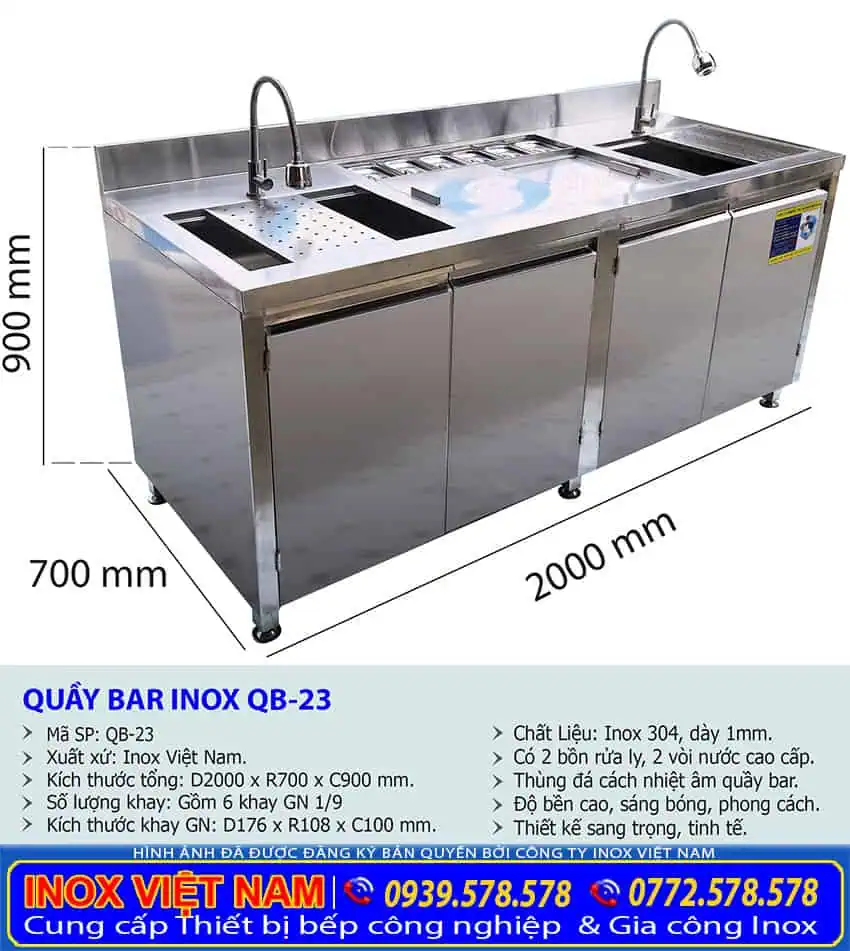 Quầy pha chế inox cực chất