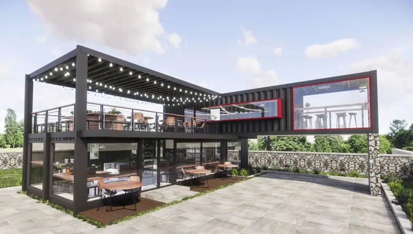 Thiết kế quán cafe khung thép