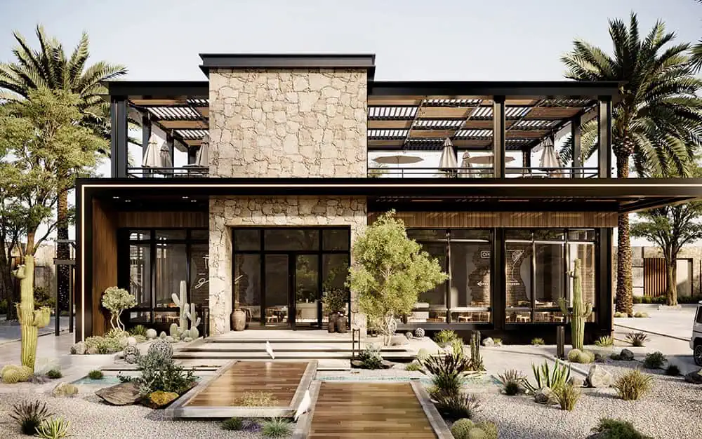 Thi công quán cafe khung thép