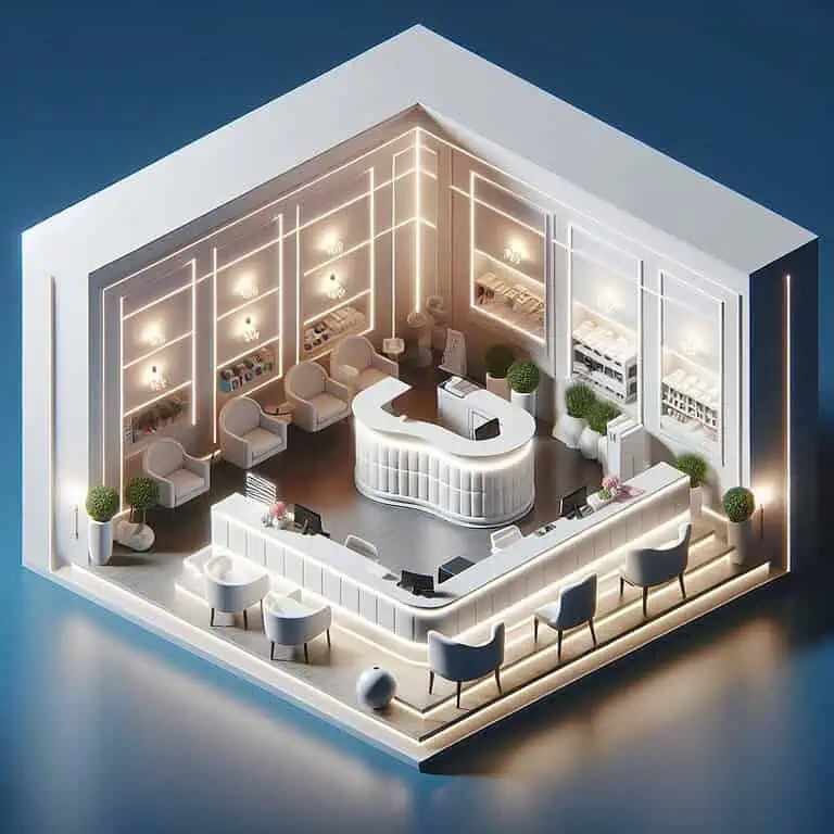 Các mẫu bàn quầy lễ tân có đèn sáng màu trắng đẹp