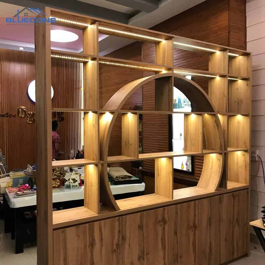Kệ gỗ trưng bày kết hợp tủ