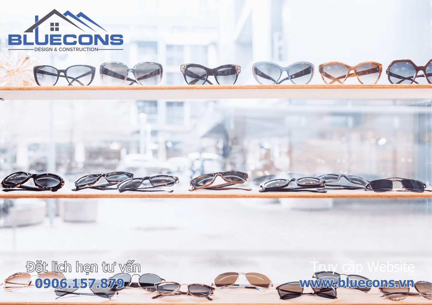 Thi công shop kính mắt đẹp 2024