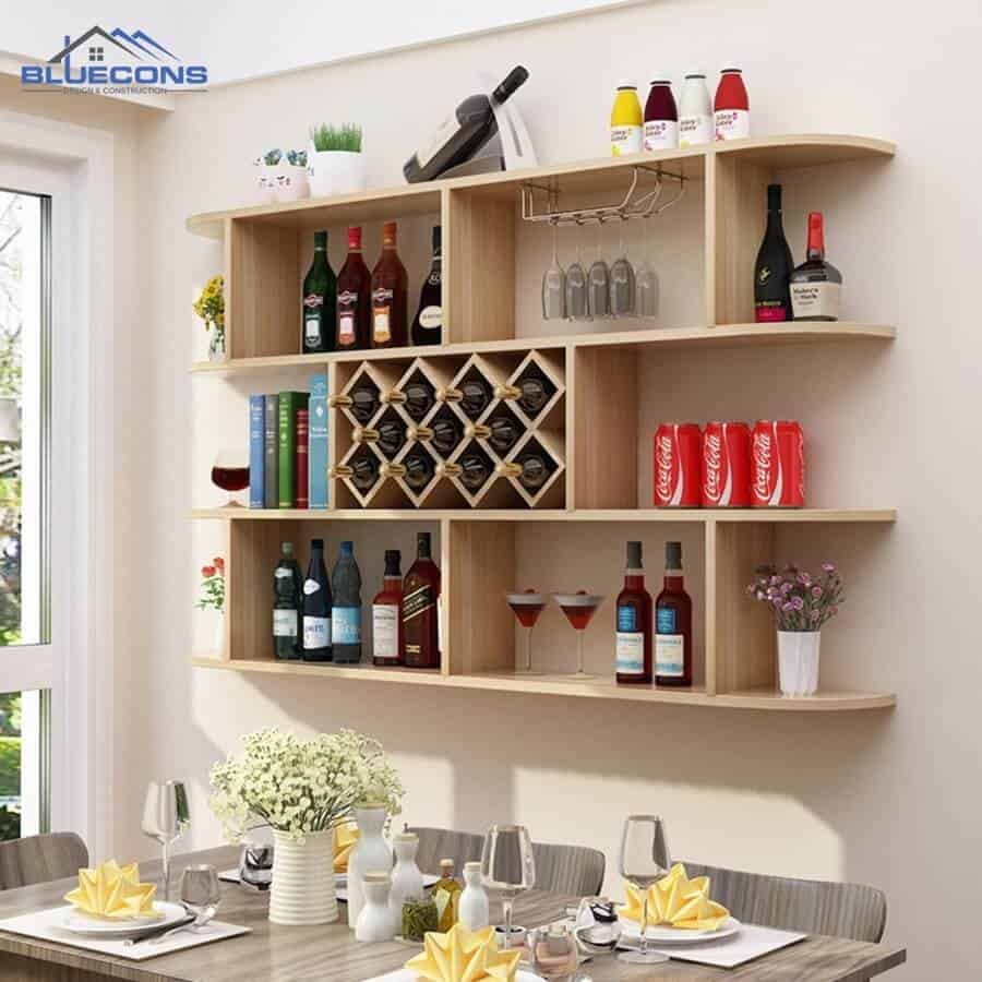Kệ đựng rượu treo tường tiết kiệm diện tích
