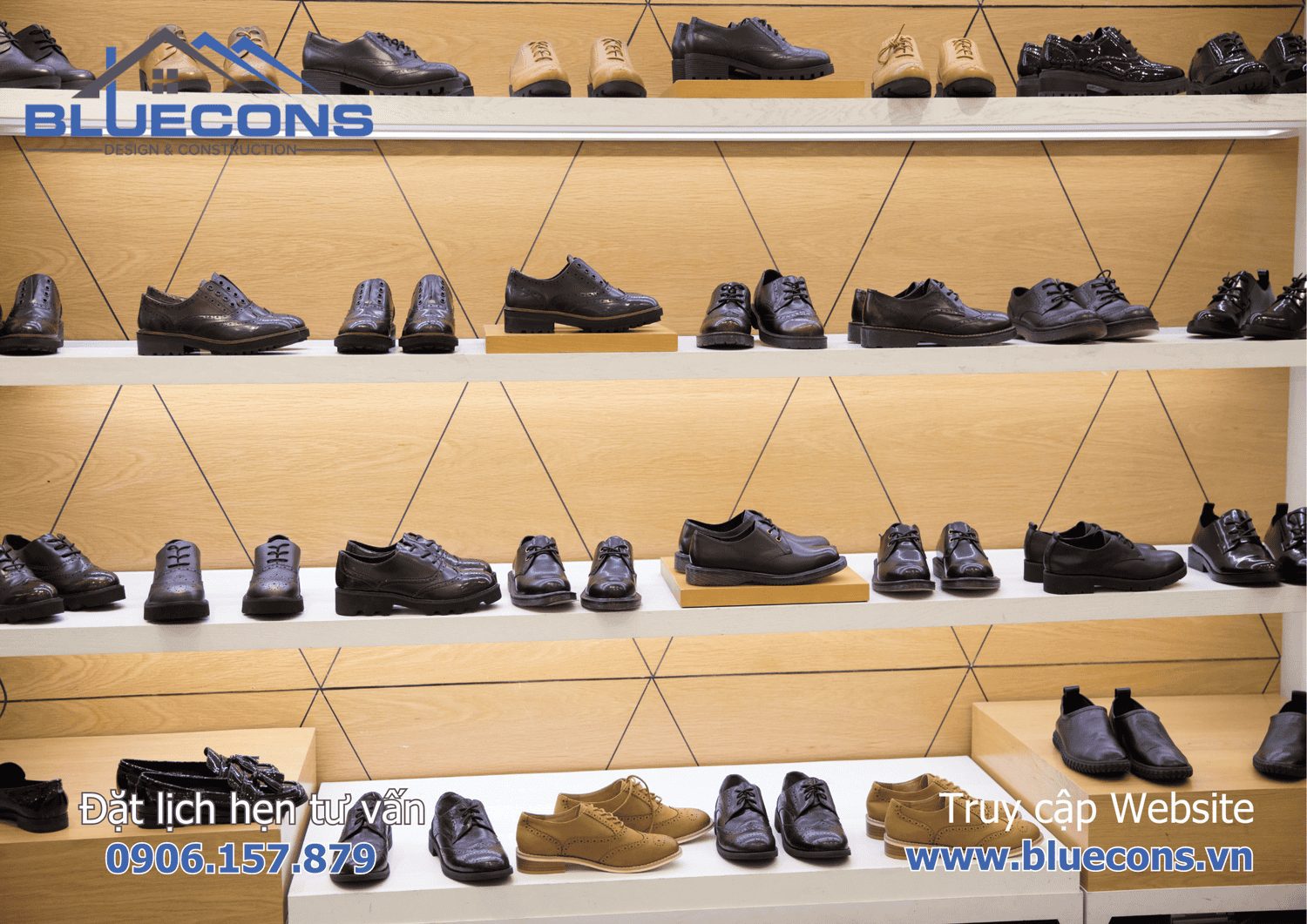 Thi công shop giày dép túi xách nam nữ