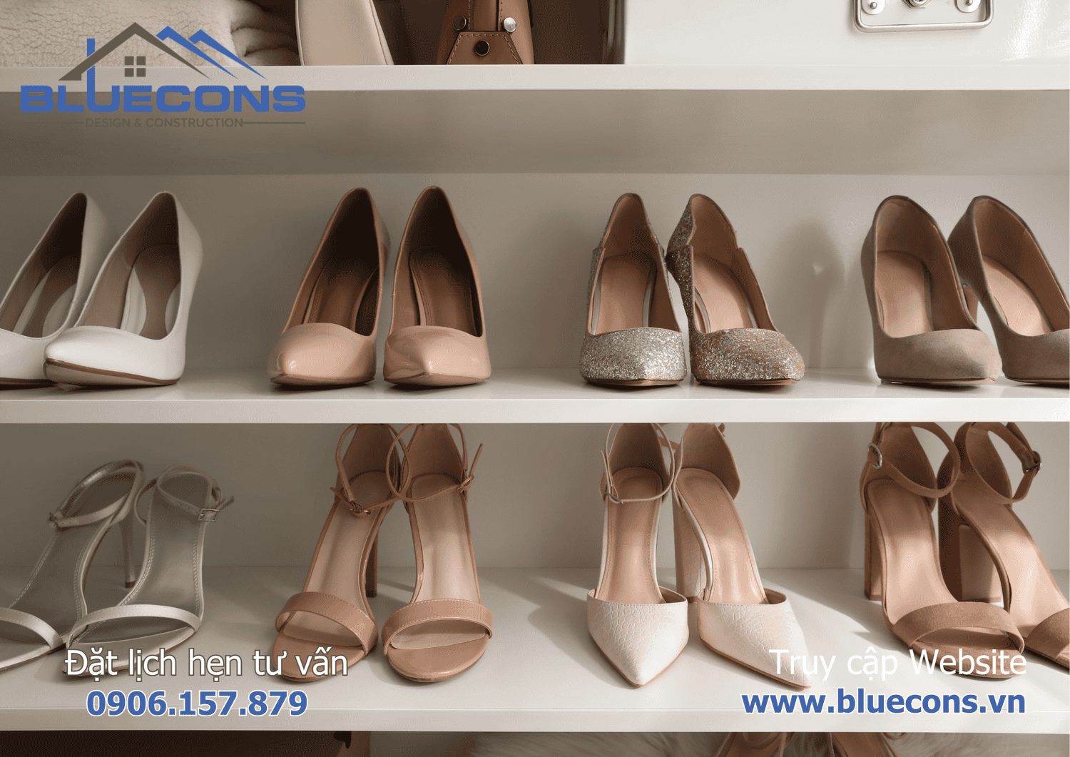 Thi công shop giày dép túi xách nam nữ