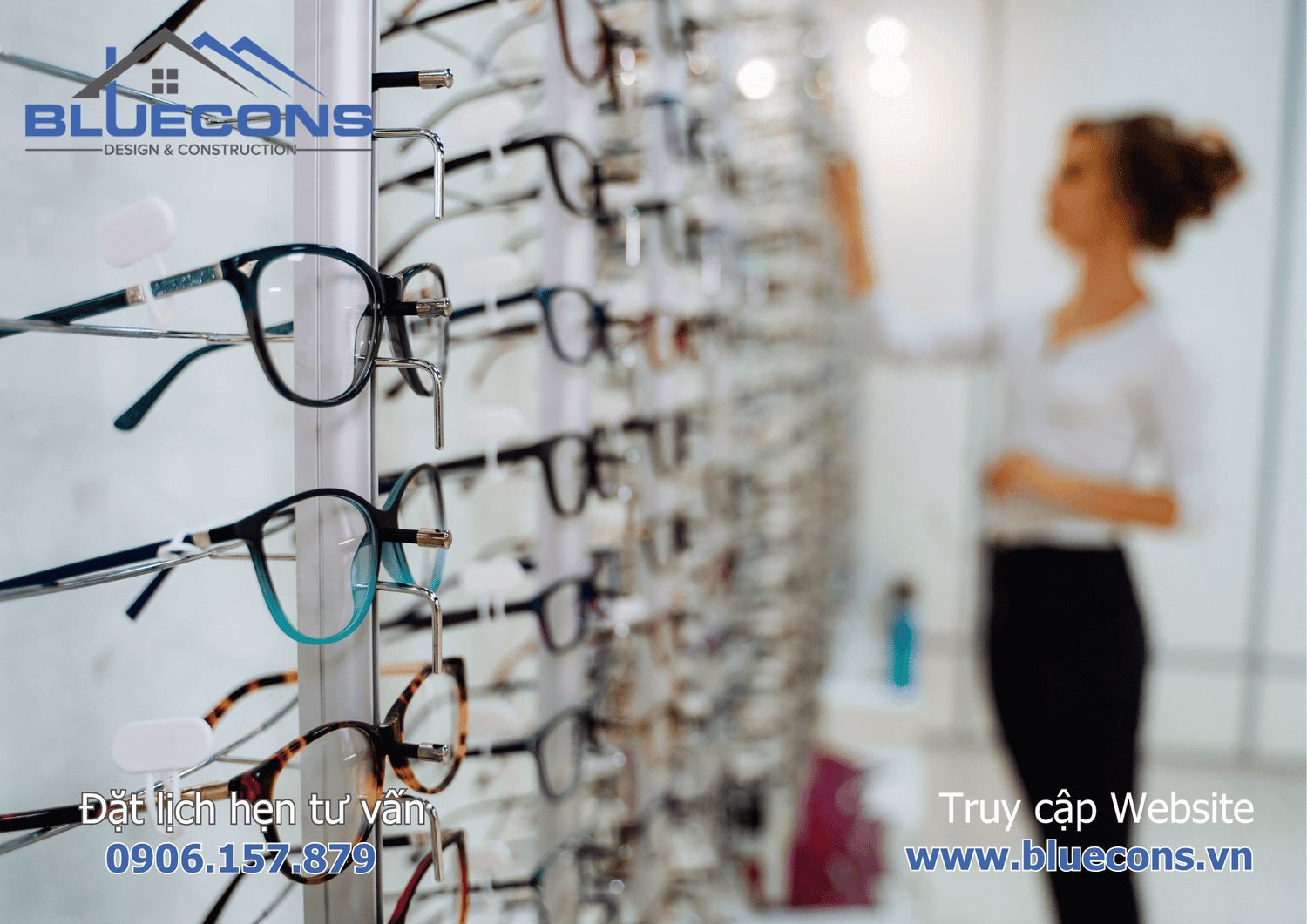 Thi công shop kính mắt đẹp 2024
