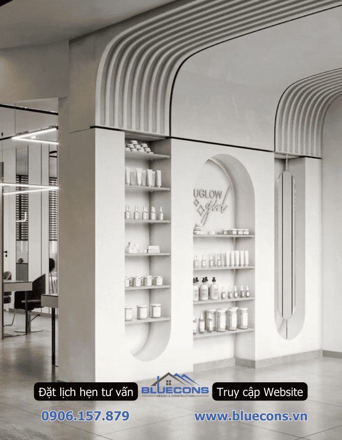 Thi công shop mỹ phẩm 20m2 nhỏ đẹp trọn gói