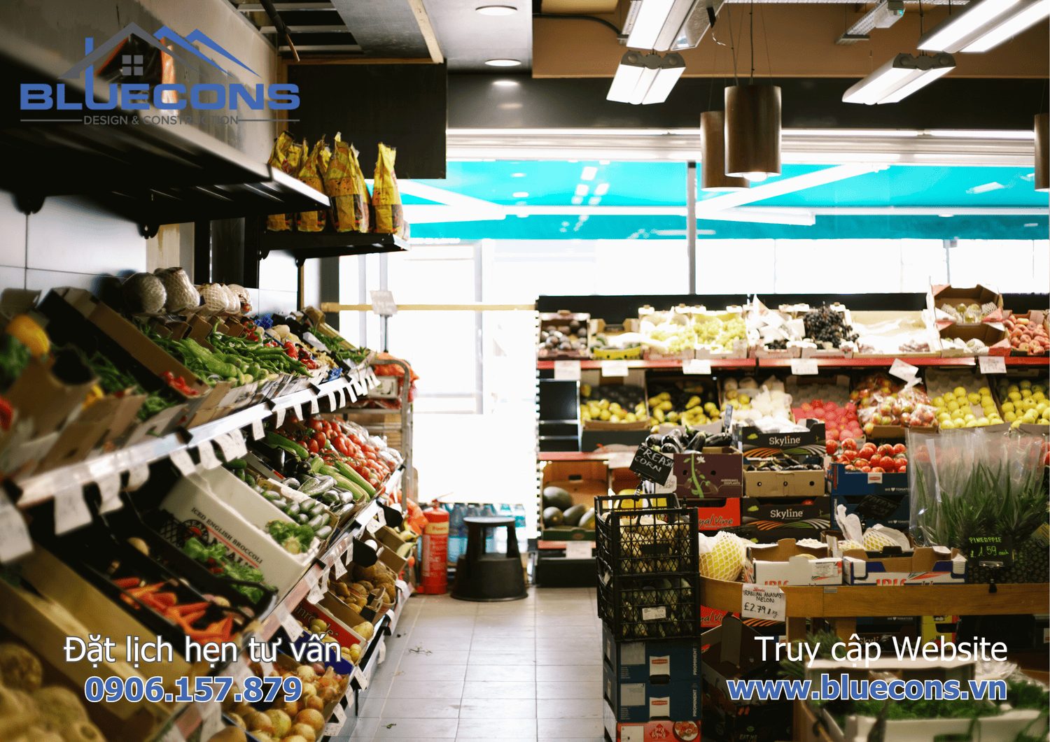 Thi công shop trái cây sạch nhập khẩu bình dân uy tín
