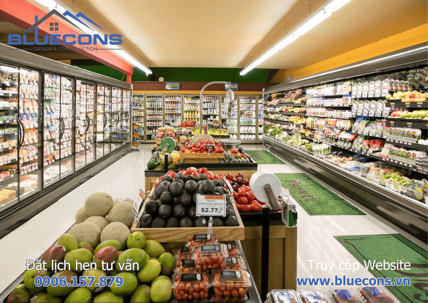 Thi công shop trái cây sạch nhập khẩu bình dân uy tín