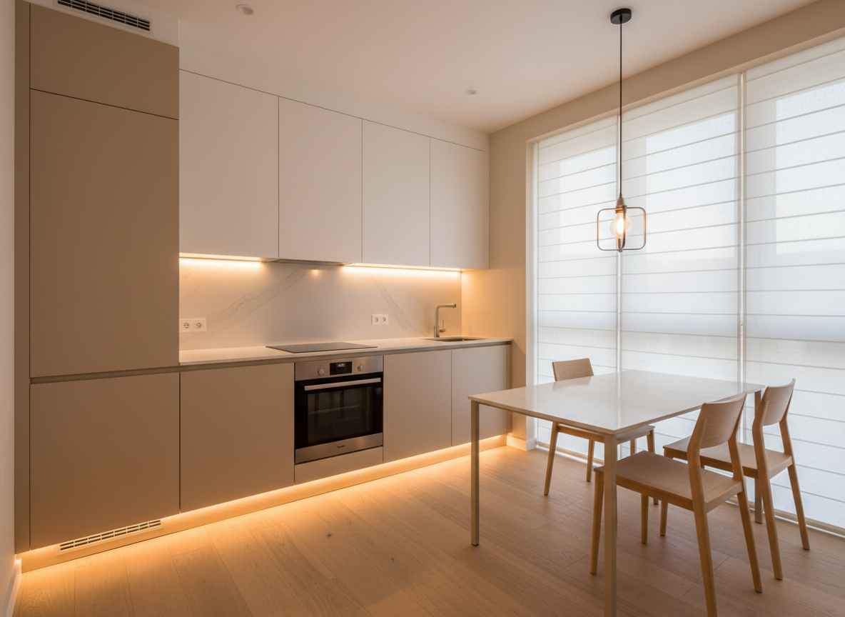 Khong Gian Bep Nha Pho Nho Duoc Toi Uu Tu Bep Kich Tran Ban An Gon Gang Den Led